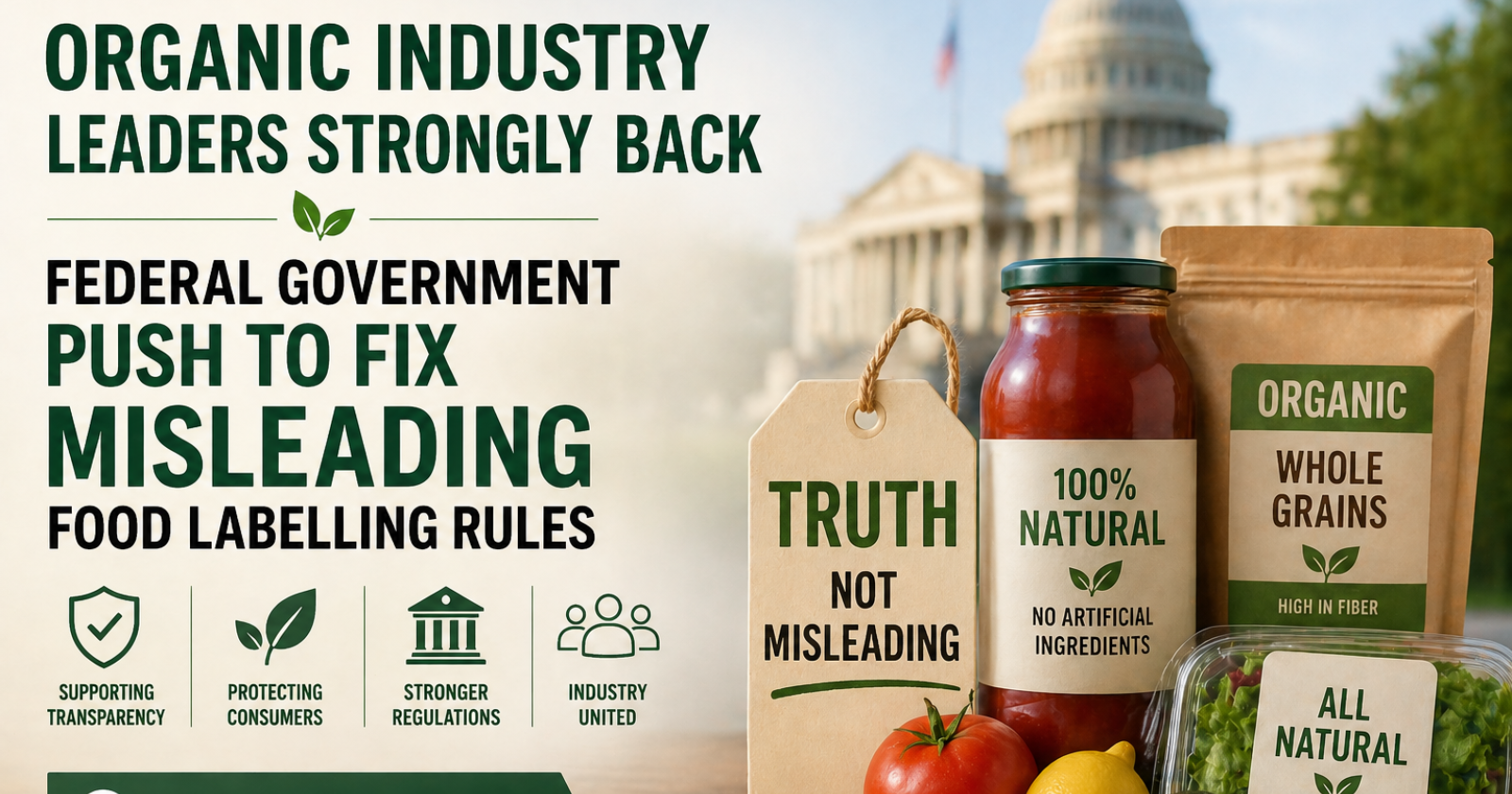 Organic Industry Leaders Strongly Back Federal Government Push to Fix Misleading Food Labelling Rules
