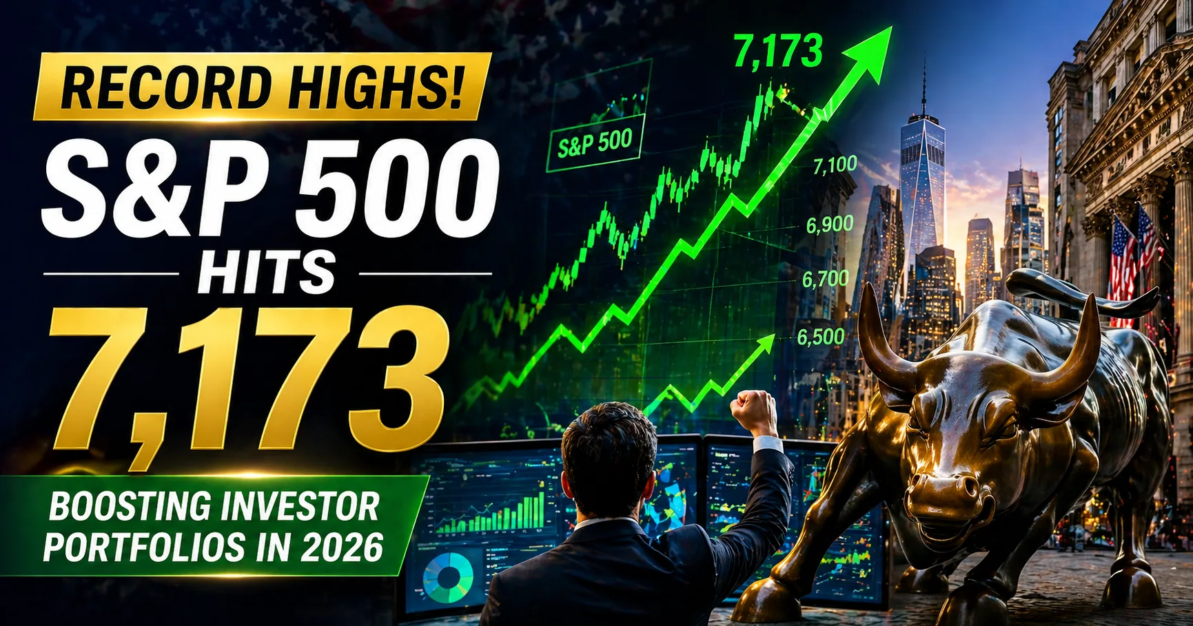 US Stocks Close at Record Highs as S&P 500 Hits 7,173 Boosting Investor Portfolios in 2026